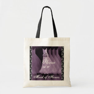 Bolsa Tote Sacola ROXA do algodão da madrinha de casamento d