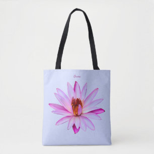 Bolsa Tote Sacola roxa do ombro da pervinca do lírio de águ