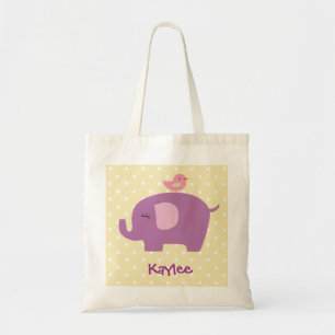 Bolsa Tote Sacola roxa personalizada do elefante