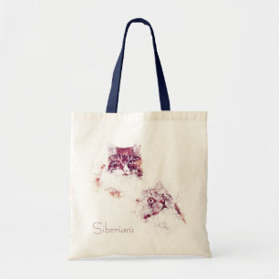 Bolsa Tote Sacola Siberian dos gatos dos trabalhos artístico