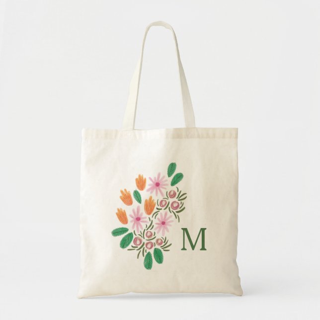 Bolsa Tote Sacola - teste padrão floral de MAXINE (Frente)