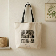 Sacola Tote com Colagem Personalizada de 8 Fotos