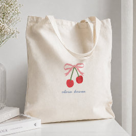 Bolsa Tote Sacola Tote | Ilustração Fofa com Laço Coquete Cer