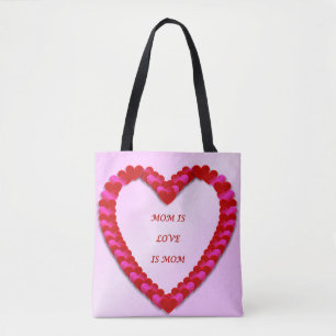 Bolsa Tote Sacola vermelha & cor-de-rosa bonito do dia das