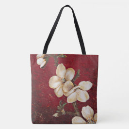 Bolsa Tote Sacola vermelha da flor da amêndoa