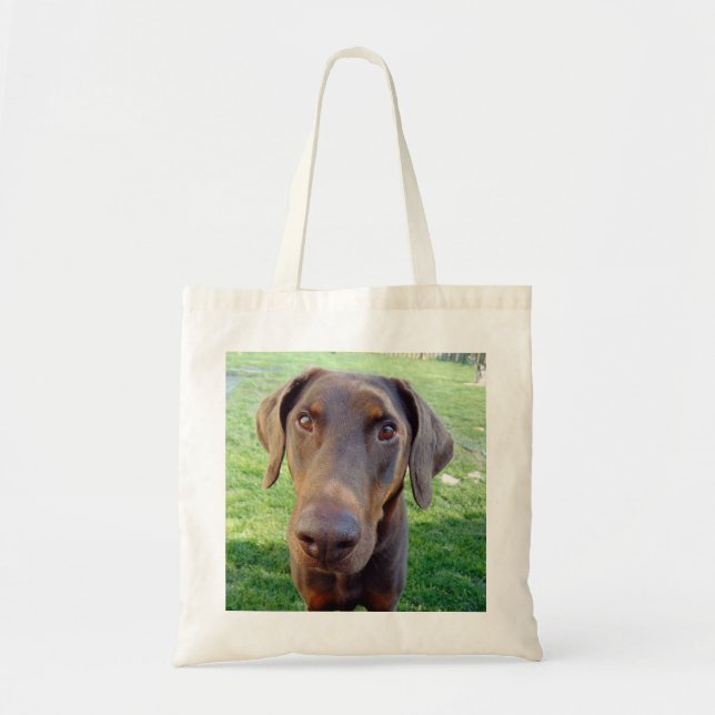 Bolsa Tote Sacola vermelha do doberman (Frente)