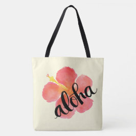 Bolsa Tote Sacola vermelha do hibiscus Aloha