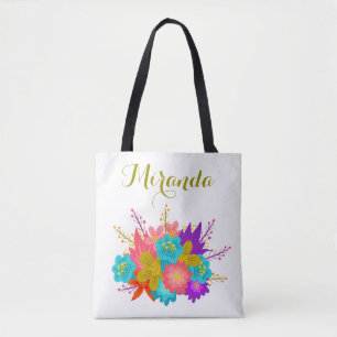 Bolsa Tote Sacola wedding personalizada com impressão floral