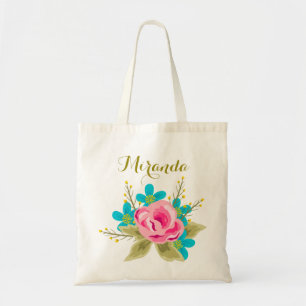 Bolsa Tote Sacola wedding personalizada com impressão floral