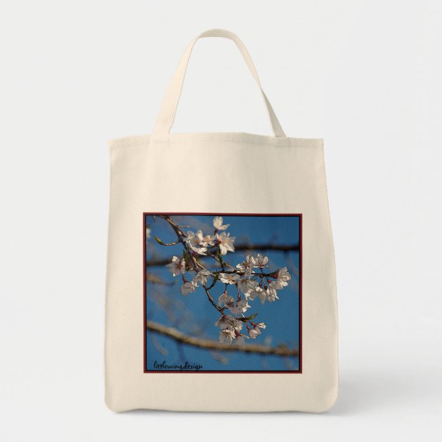 Bolsa Tote Sacola Weeping das flores de cerejeira (Frente)