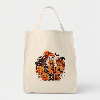 Bolsa Tote Sacolão de Abóbora Fantasma de Halloween Fofo – Fe