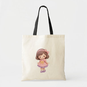 Bolsa Tote Sacolão de Menina Chibi Fofa Compras de Vestido