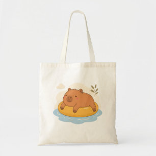 Bolsa Tote Sacolão de Verão Flutuador de Capivara Fofa