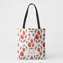 Bolsa Tote Sacolão Ecológico com Estampa de Morango Fofa