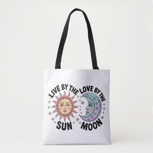 Bolsa Tote Sacolão Retro Viva pelo Sol Ame pela Lua (Frente)
