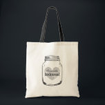 Bolsa Tote Sacolas chiques da dama de honra do casamento do<br><div class="desc">Sacola do casamento do frasco de pedreiro do vintage para damas de honra. Design rústico para o casamento chique do país em junho, julho, august, setembro. Preto e cinzas/cor cinzenta e feita sob encomenda do fundo opcional. Modelo elegante da tipografia do roteiro para o nome ou o monograma personalizado. Faça...</div>