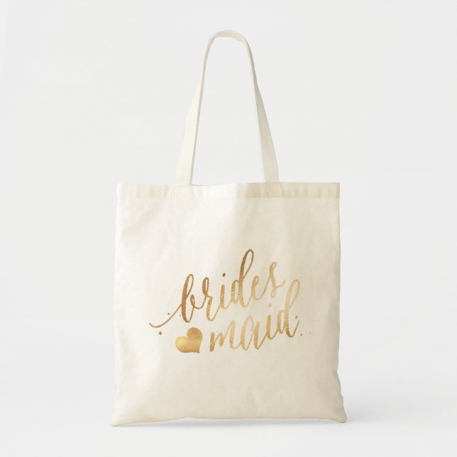 Bolsa Tote Sacolas de Damas de Honra/Escrito em Faux Gold (Frente)