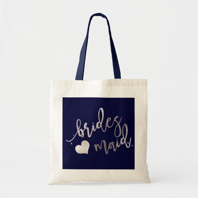 Bolsa Tote Sacolas de damas de honra/Letreiro em prata falsa  (Frente)