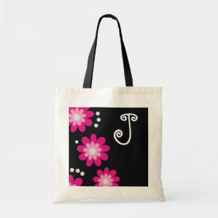 Bolsa Tote Sacolas Monogrammed:: Flores cor-de-rosa