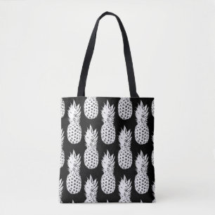 Bolsa Tote Sacolas preto e branco do teste padrão da fruta d