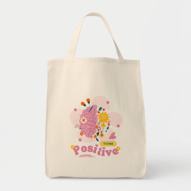 Bolsa Tote Sacolas Tote Pensar Positivo (Frente)