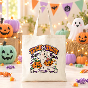 Bolsa Tote Sacolinha de Doces de Halloween com Fantasminhas F