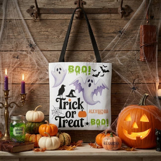 Bolsa Tote Sacolinha de Halloween Personalizada com Fantasmin