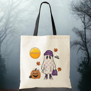 Bolsa Tote Sacolinha de Tratamento Fantasma de Halloween Pers