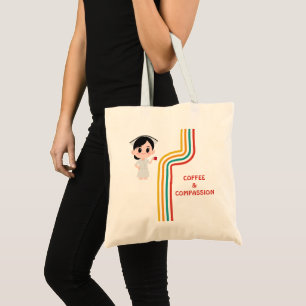 Bolsa Tote Sacolinha divertida retrô fofa café & compaixão