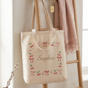 Bolsa Tote Sacolinha Personalizada com Nome da Coquete Cereja
