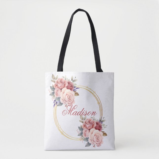 Bolsa Tote Sacos de Banho Floral Rosa (Frente)