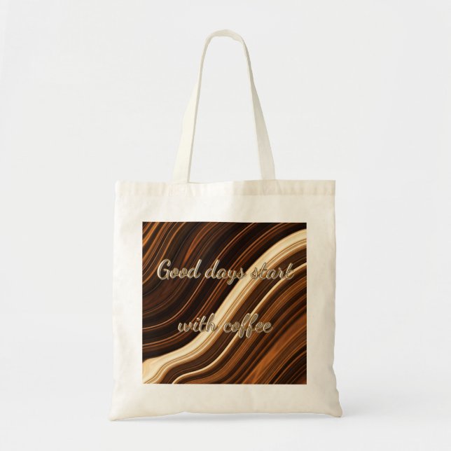 Bolsa Tote Sacos de Compras com Torção de Café - Personalizad (Frente)