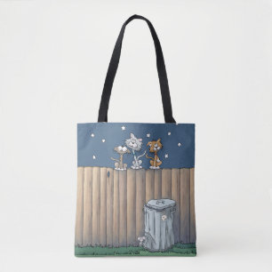 Bolsa Tote Sacos de gatos de beco em uma cerca