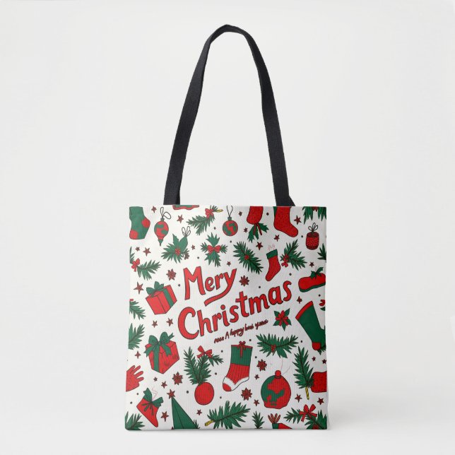 Bolsa Tote Sacos de presentes de Natal para papais noeis Surp (Frente)