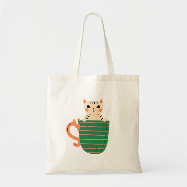 Bolsa Tote Sacos De Tota De Gato E Taça (Frente)