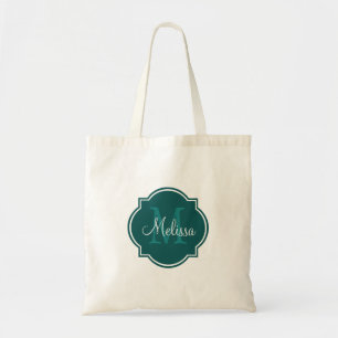Bolsa Tote Sacos de Tota Monograma Personalizado Teal