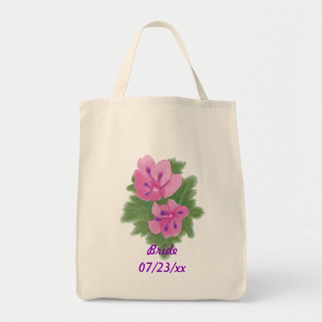 Bolsa Tote Sacos de Tote de Casamento de Noiva de Gerânio Púr (Frente)