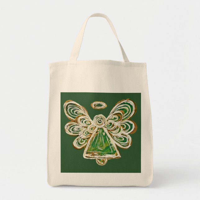 Bolsa Tote Sacos de Tote de Natal de Angel do Green Guardian (Frente)
