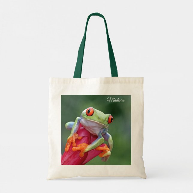 Bolsa Tote Sacos de tote de Sapo de nome personalizado (Verso)