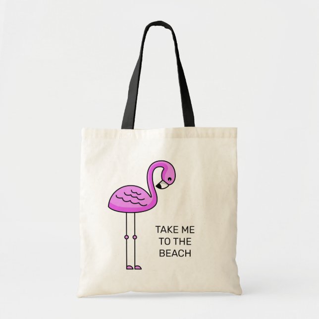 Bolsa Tote Sacos de tote de texto personalizado do Flamingo (Frente)