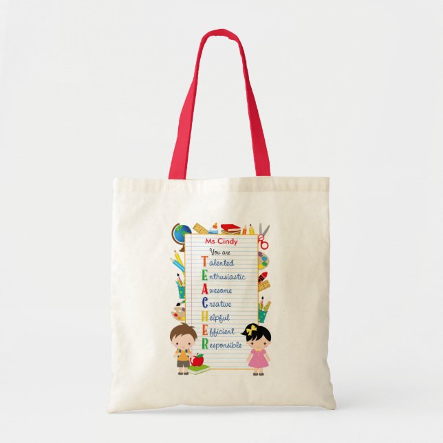 Bolsa Tote Sacos de Tote Personalizados do Professor (Escritó (Frente)