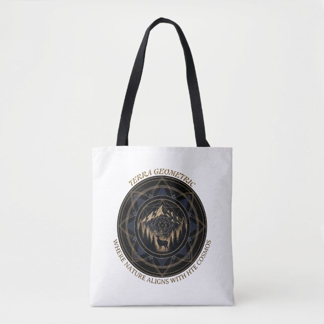 Bolsa Tote Sacred Geometry Nature Fusion • Mountains & Forest (Frente)