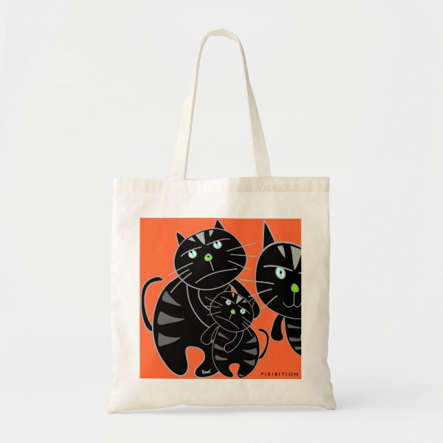 Bolsa Tote Sad Black Cat Family Token Bag (Frente)
