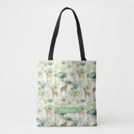 Bolsa Tote Safari Animal - Girafa Pattern Sage Green