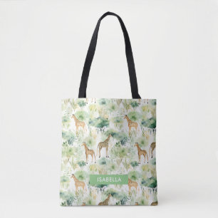 Bolsa Tote Safari Animal - Girafa Pattern Sage Green