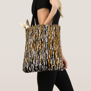 Bolsa Tote Safari Moderno Dourado e Preto Chuva Selva Glamour