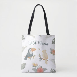 Bolsa Tote Safari Selvagem da Mamãe Tropical Aniversário 