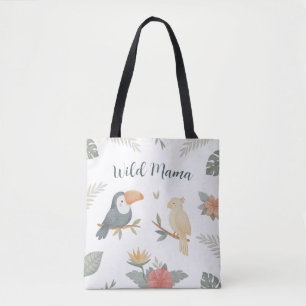 Bolsa Tote Safari Selvagem da Mamãe Tropical Aniversário