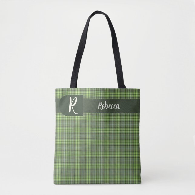 Bolsa Tote Sage and Olive Plaid (Frente)