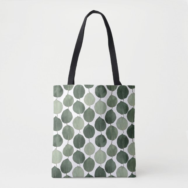 Bolsa Tote Sage Green Eucalyptus Leaf Pattern Botanical Plant (Frente)